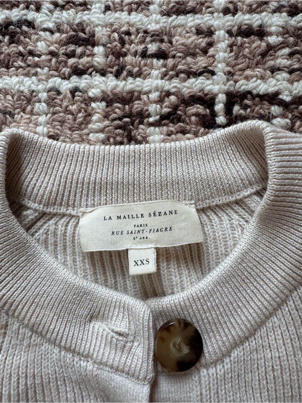 Sezane Ribbed Button-Front Women's Sweater Cardigan - Cream - Picture 2 of 2